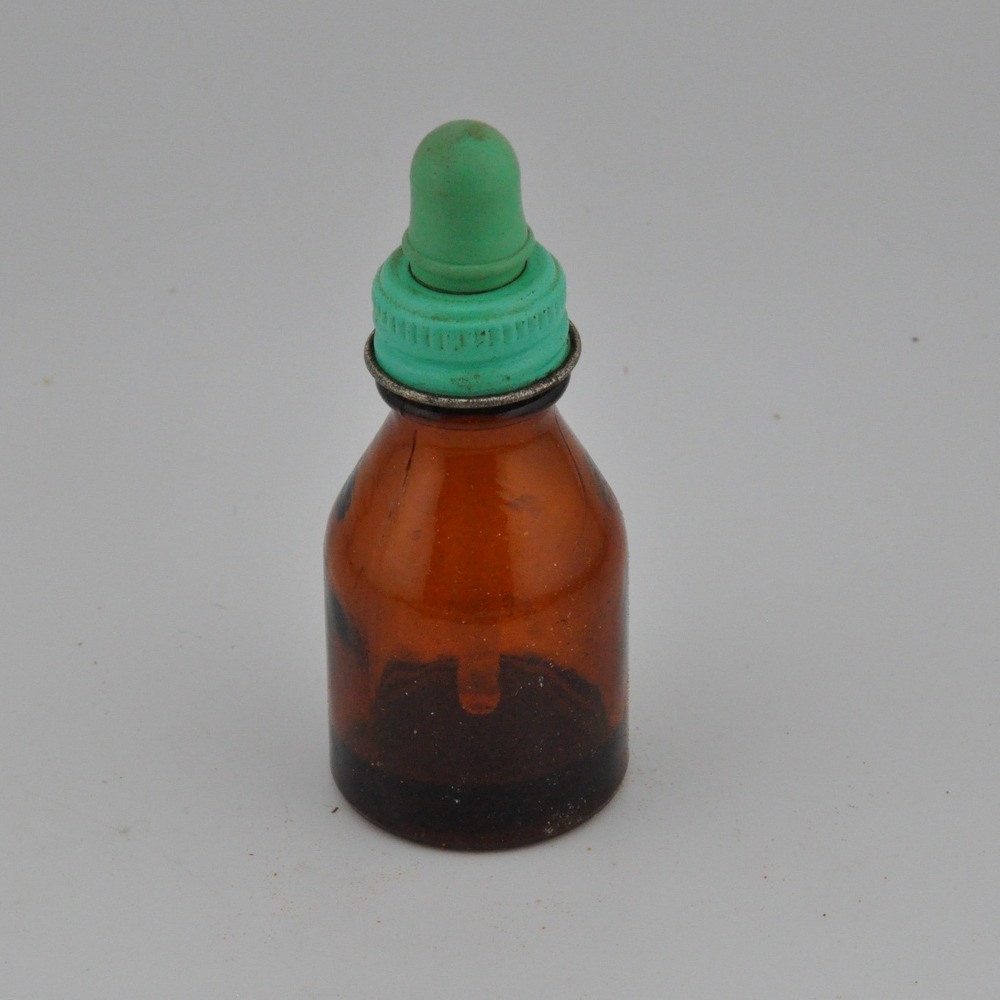 Vicks Va-tro-nol Medicine Bottle Small Amber Glass Good Vintage Dropper Cap
